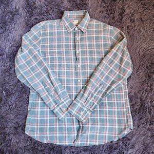 J. Crew Plaid Men's Size Medium Long Sleeve Button-up Shirt 100% Cotton